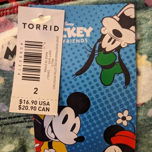 Torrid Disney Mickey & Friends Mid Rise Cotton Hipster Panty 2x or 3x - Picture 3 of 13